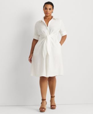 Lauren Ralph Lauren Plus-Size Linen Shirtdress - Macy's