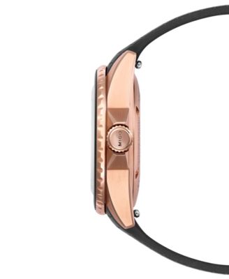 Women's Swiss Automatic Ocean Star Diamond Accent Black Rubber Strap Watch 37mm