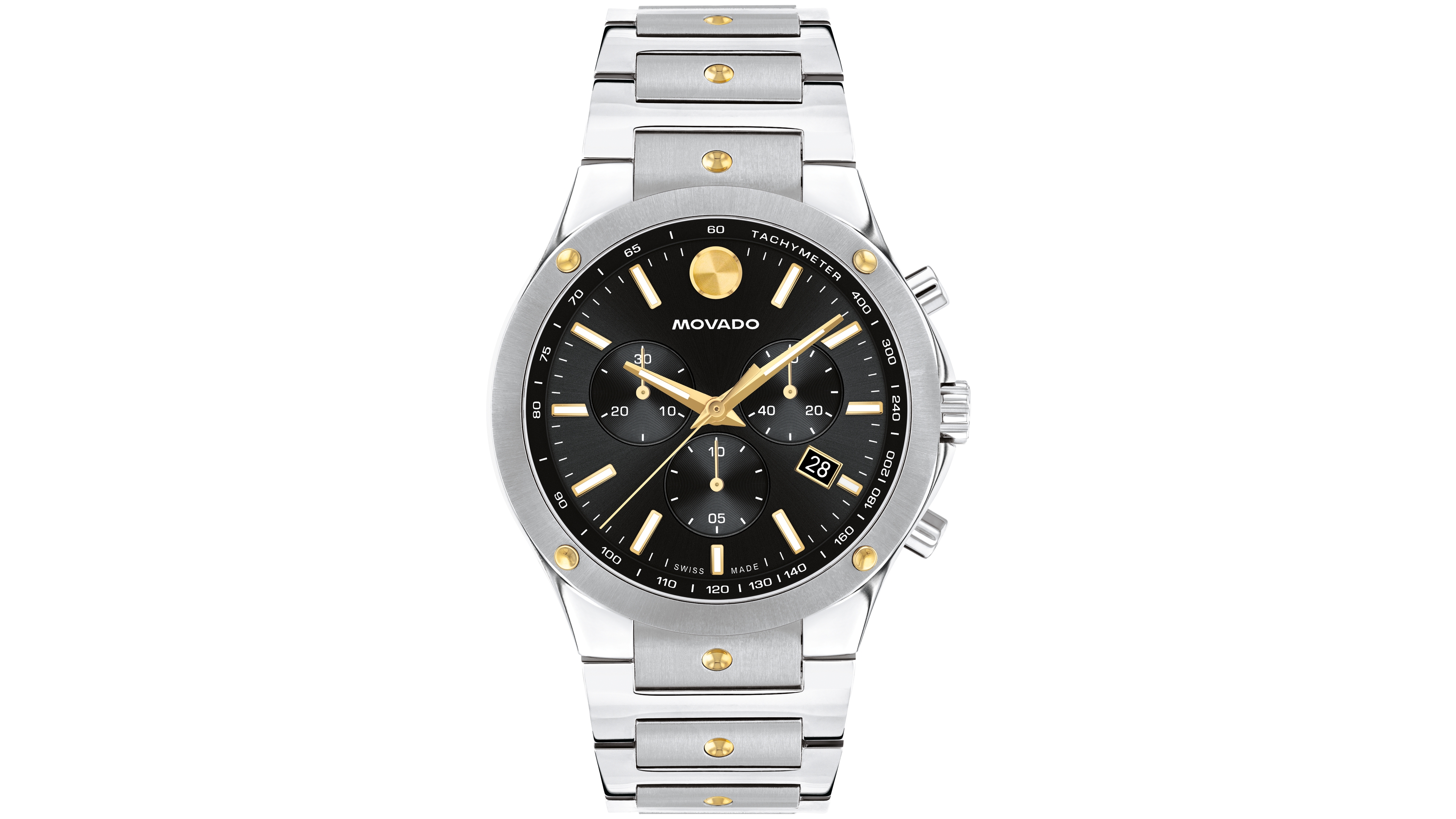 Movado Men's Se Swiss Quartz Chrono Stainless Steel Two-Tone Yellow Pvd Watch 42mm