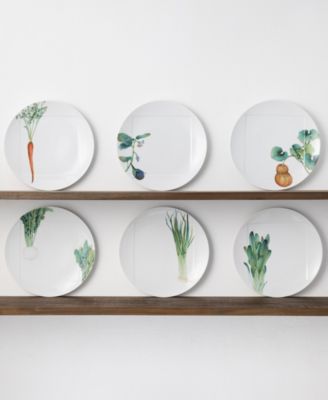 Kyoka Shunsai Set of 6 Assorted Dinner Plates, 10.5"