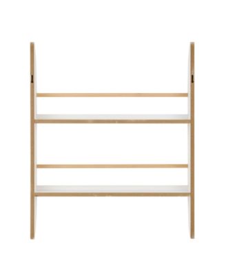 Steiner Rounded Contemporary 2-Tier Kids Book or Magazine Storage Wall-Mount Bookcase with Contrasting Wood-Toned Rods