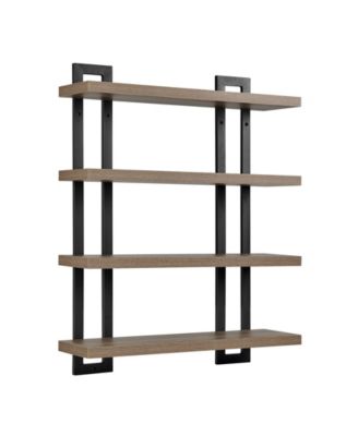 4-Tier Floating Bracket Wall Shelf, Black Metal Finish