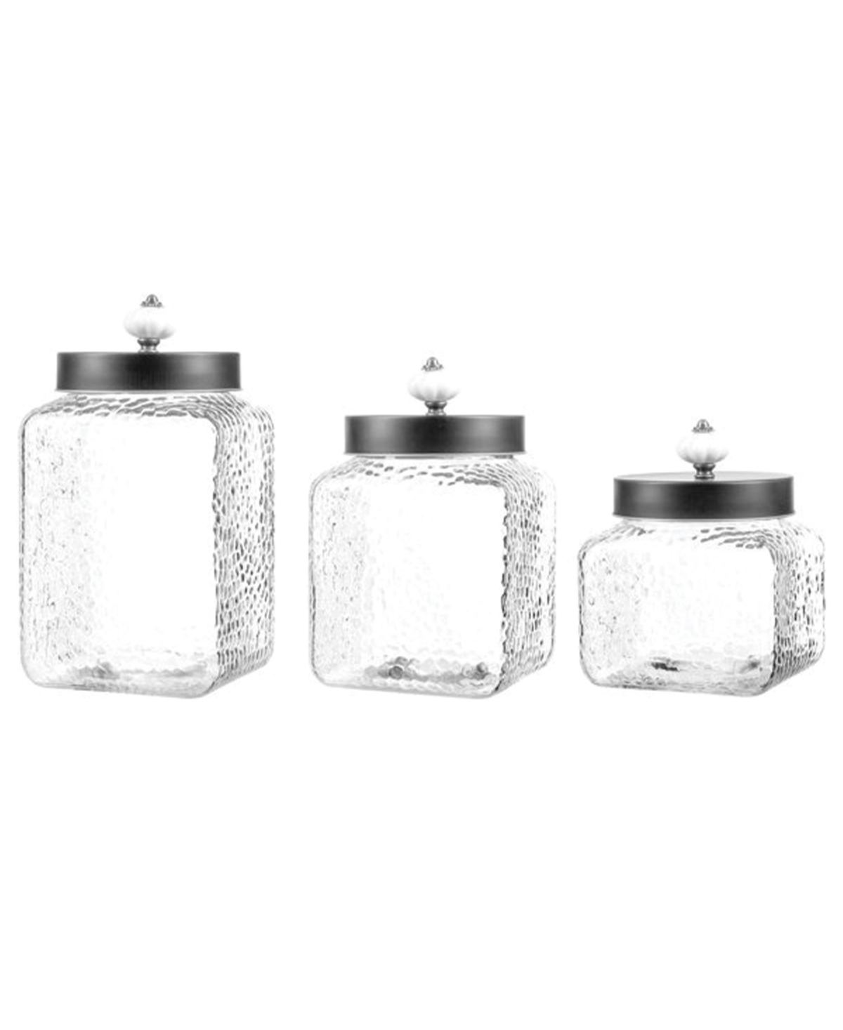 Style Setter Hammered Square 3 Pc Canister Set In Clear