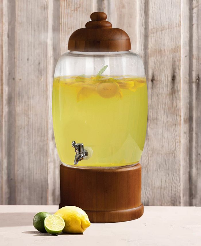 Circleware Beverage Dispenser with Wooden Lid and Base 357 Oz Macy's