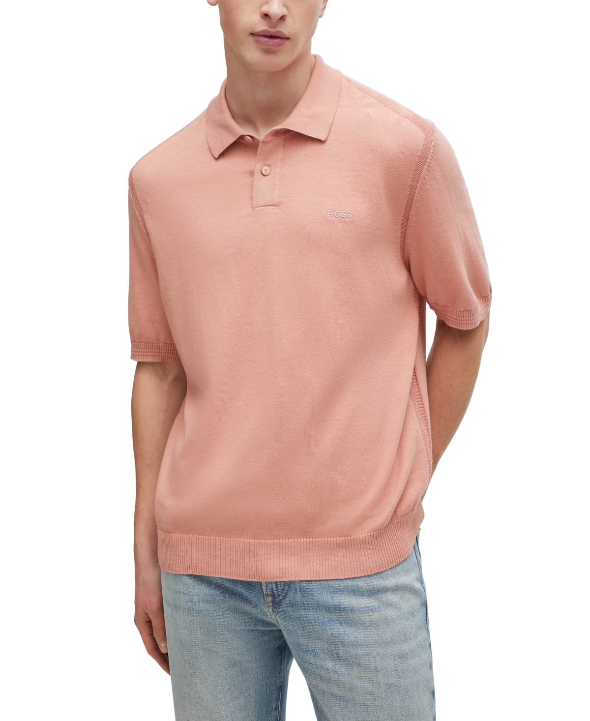 Boss by Hugo Boss Men's Short-Sleeved Polo Sweater - Open Pink