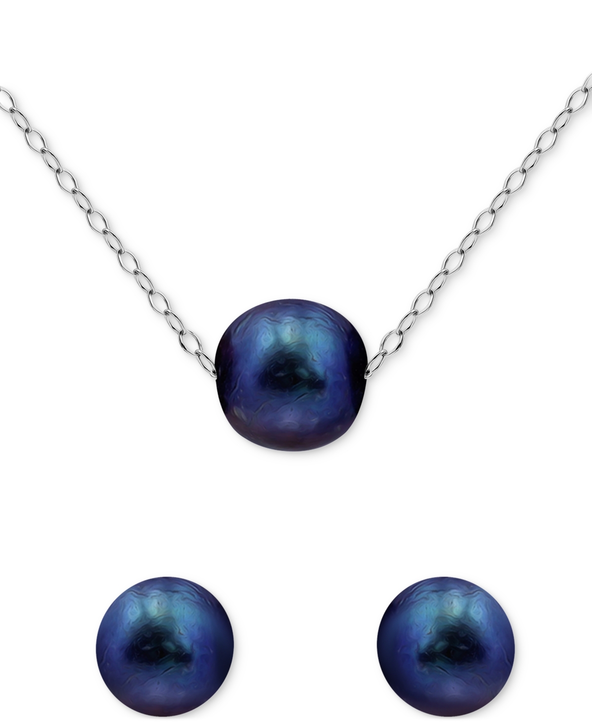Two-Pc. Set DyedCultured Freshwater Pearl (8-10mm) Pendant Necklace & Stud Earrings in Sterling Silver (Also in White & Dyed Pink Cultured Fres