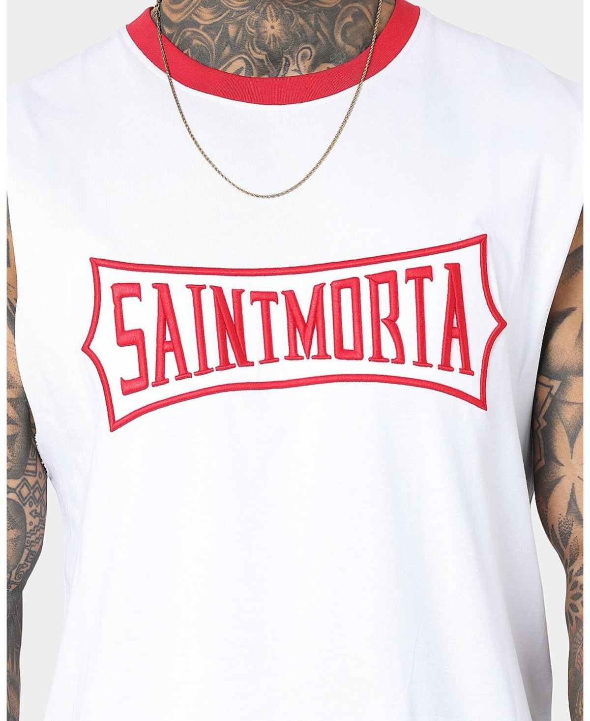 Men's Ceremony Oversized Muscle Tee - White/red