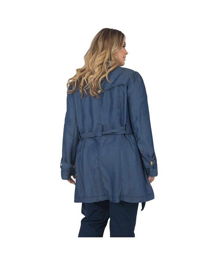 Standards & Practices Women's Plus Size Tencel Denim Trench Coat - Macy's