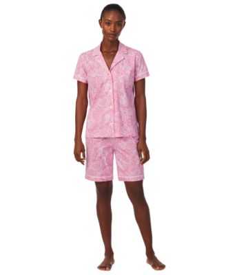 Lauren Ralph Lauren - Women's 2-Pc. Notched-Collar Bermuda Pajamas Set