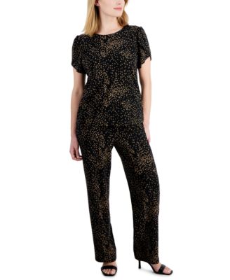 Petite Printed Wide-Leg Pull-On Knit Pants