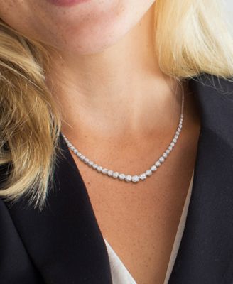 Moissanite Graduated Bezel 17" Tennis Necklace (4-5/8 ct. t.w.) in Sterling Silver