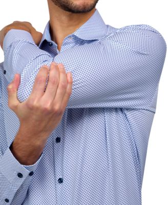 Men's Recycled Slim Fit Zig Zag Performance Stretch Cooling Comfort Dress Shirt