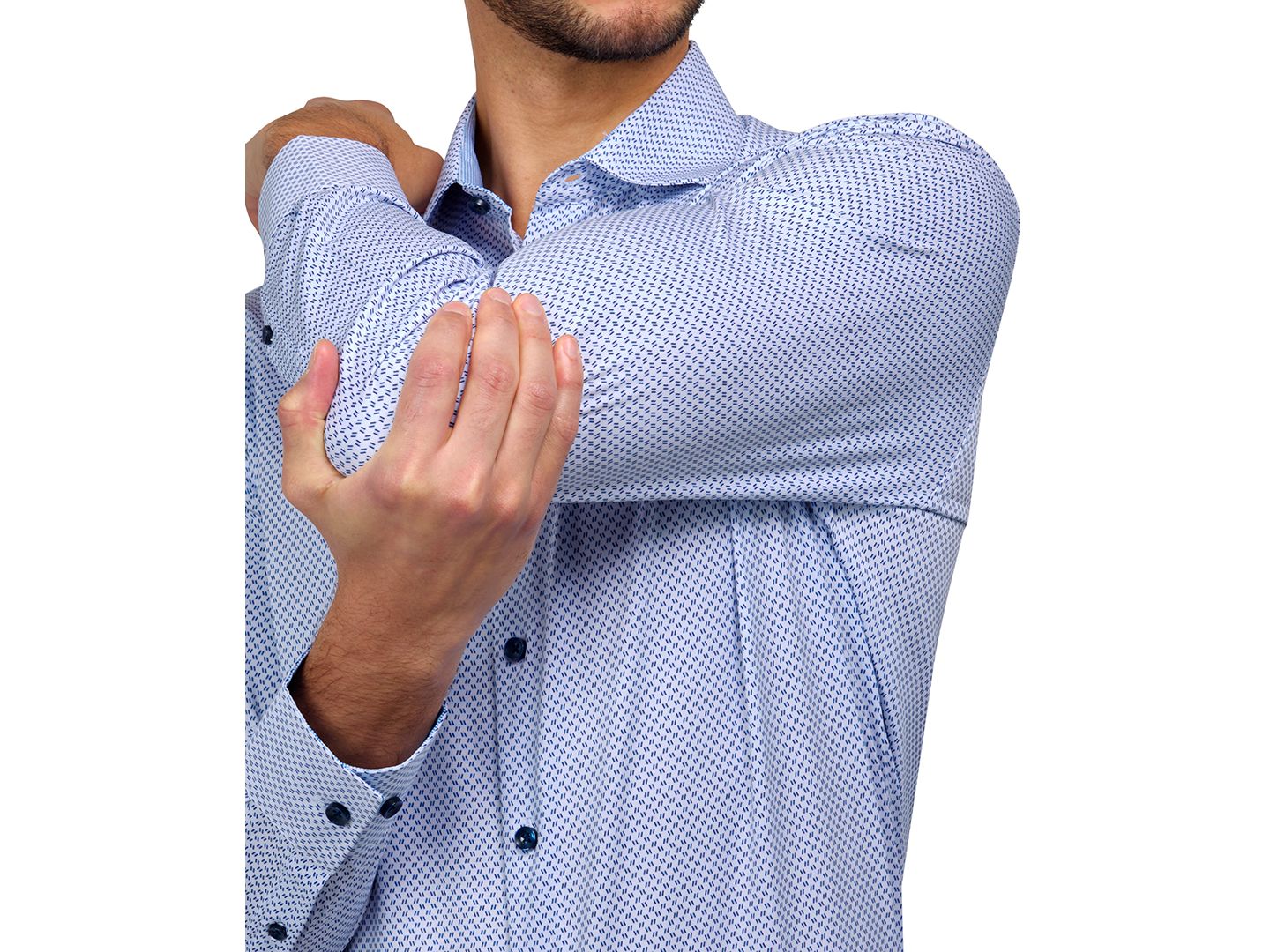 Мужская рубашка ConStruct Recycled Slim Fit Zig Zag Performance Stretch Cooling Comfort Dress Shirt, цвет: Белый — фото 4