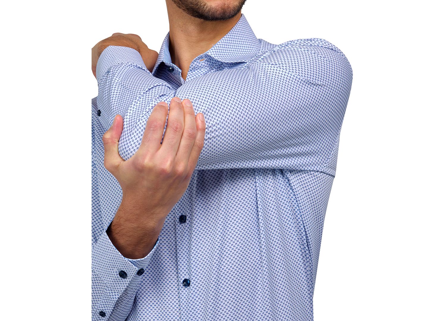 Men's Recycled Slim Fit Zig Zag Performance Stretch Cooling Comfort Dress Shirt