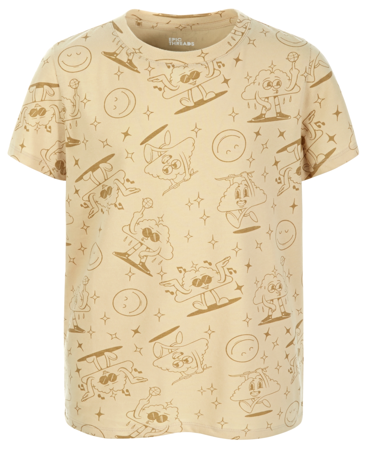 Shop Epic Threads Big Boys Tossed Clouds Printed T-shirt, Created For Macy's In Sand Tan