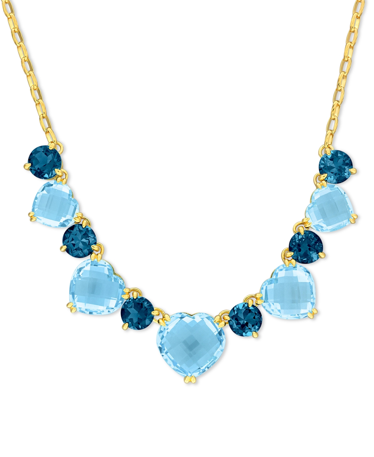 Sky & London Blue Topaz Heart & Round 17" Collar Necklace (45-3/4 ct. t.w.) in Yellow-Plated Sterling Silver - Blue Topaz