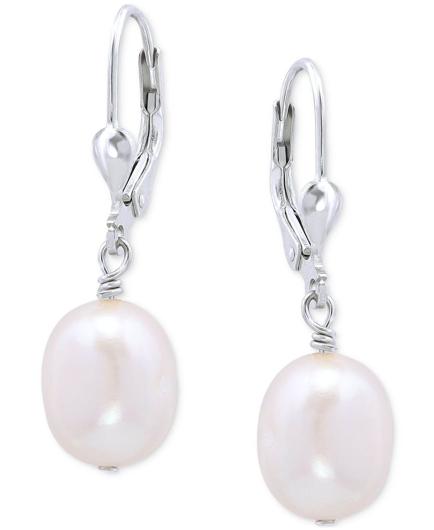 Cultured Freshwater Baroque Pearl (10mm) Leverback Drop Earrings