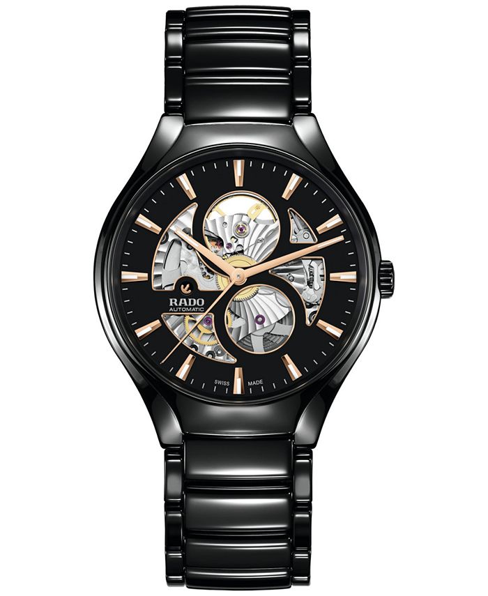 Rado Unisex Swiss Automatic True Black High-Tech Ceramic Bracelet Watch ...