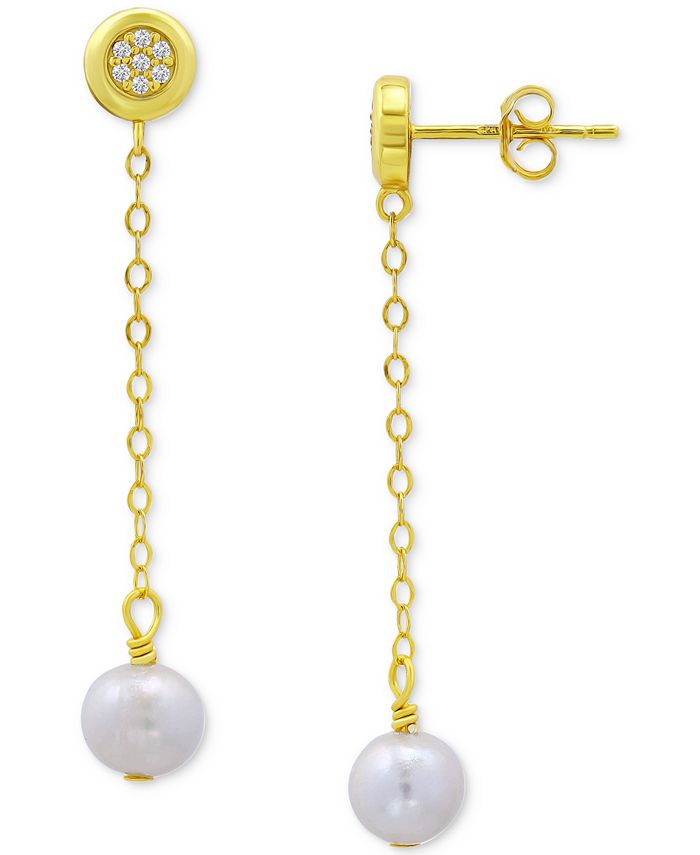 Giani Bernini Cultured Freshwater Pearl (7mm) & Cubic Zirconia Chain ...