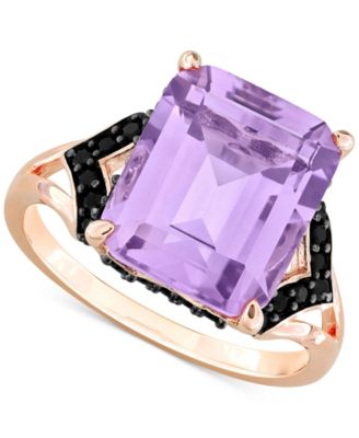 Macy's - Pink Amethyst (5-7/8 ct. t.w.) & Black Sapphire (3/8 ct. t.w.) Statement Ring in Rose-Plated Sterling Silver
