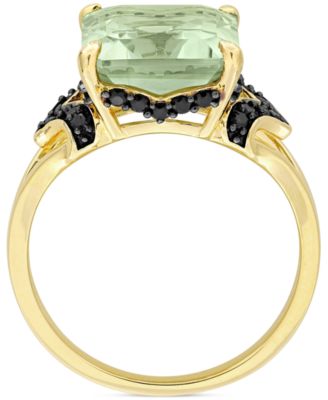 Green Quartz (5-1/3 ct. t.w.) & Black Sapphire (3/8 ct. t.w.) Statement Ring in 18k Gold Flash-Plated Sterling Silver
