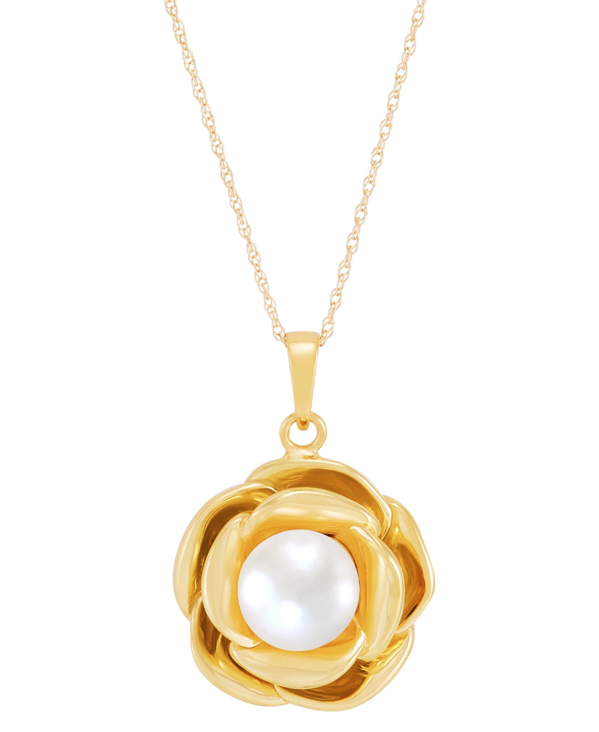 Honora Cultured Freshwater Pearl (7-1/2mm) Flower 18" Pendant Necklace In 14k Gold In Yellow Gold