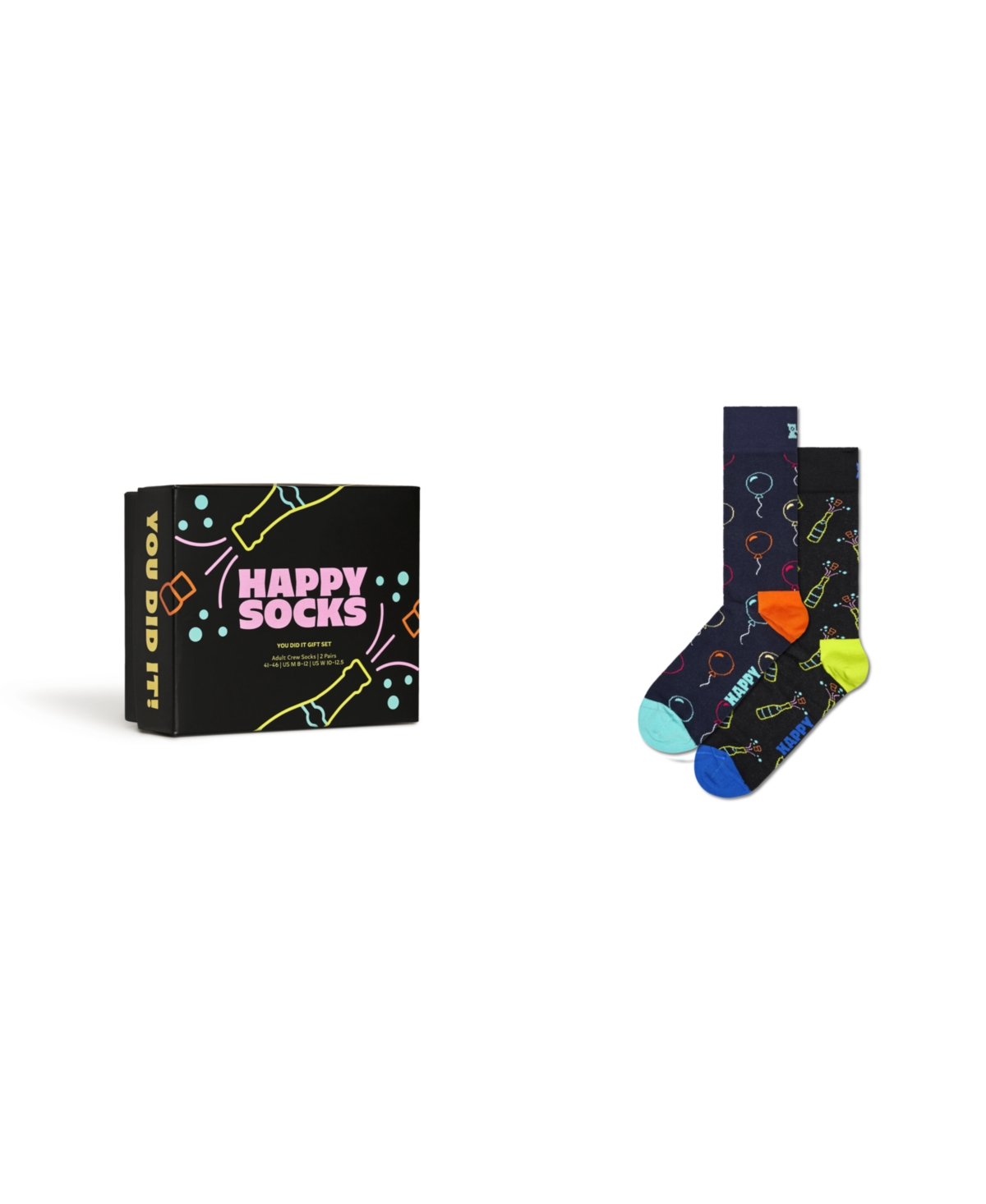 Shop Happy Socks 2-pack You Did It Socks Gift Set In Black