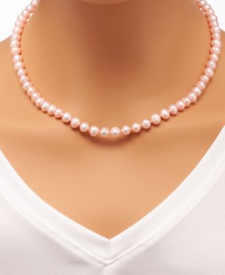 Cultured Freshwater Pearl Necklace (7-7 1/2mm) and Drop Earrings (7x9mm) Set in Sterling Silver