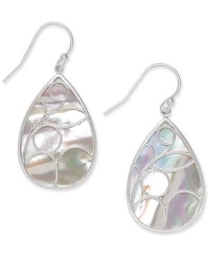 image of Mother of Pearl Caged Teardrop Earrings in Sterling Silver