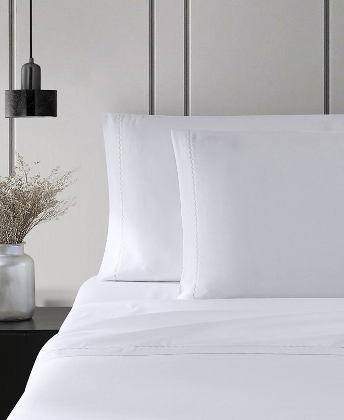 Vera Wang Simple Scallop Cotton Sateen 4 Piece Sheet Set, King Macy's