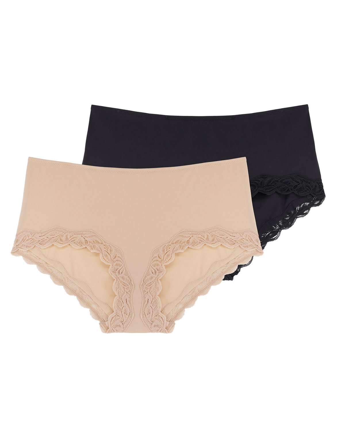 Women's Evie Micro and Lace 2 Pc. High Rise Brief Panties - Nude, Black