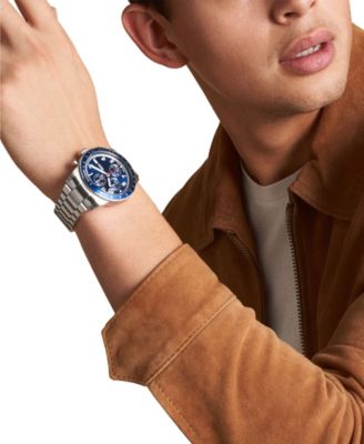 Men's Sport Tourer Chronograph Silver-Tone Stainless Steel Watch 42mm