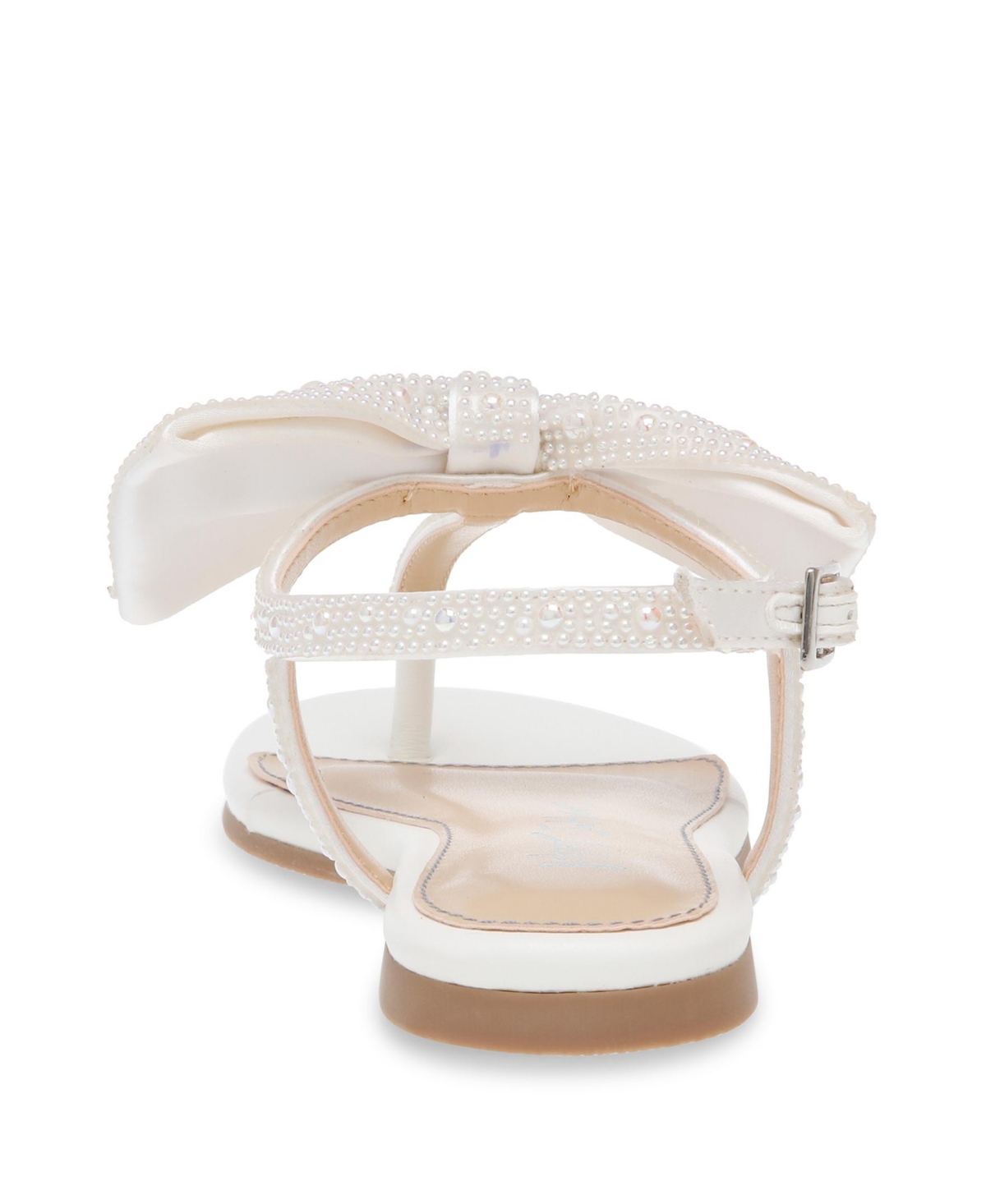 Betsey Johnson Little And Big Girls Sasha T-strap Sandals With Bow Detail In Pearl