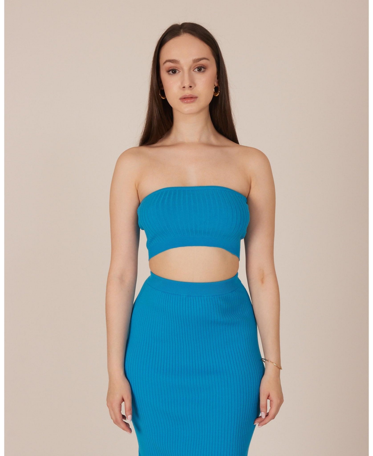 Ribbed Cropped Tube Top - Electric blue