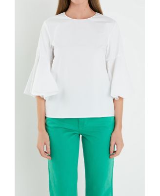 Women's Ruffled Cotton Blend Top