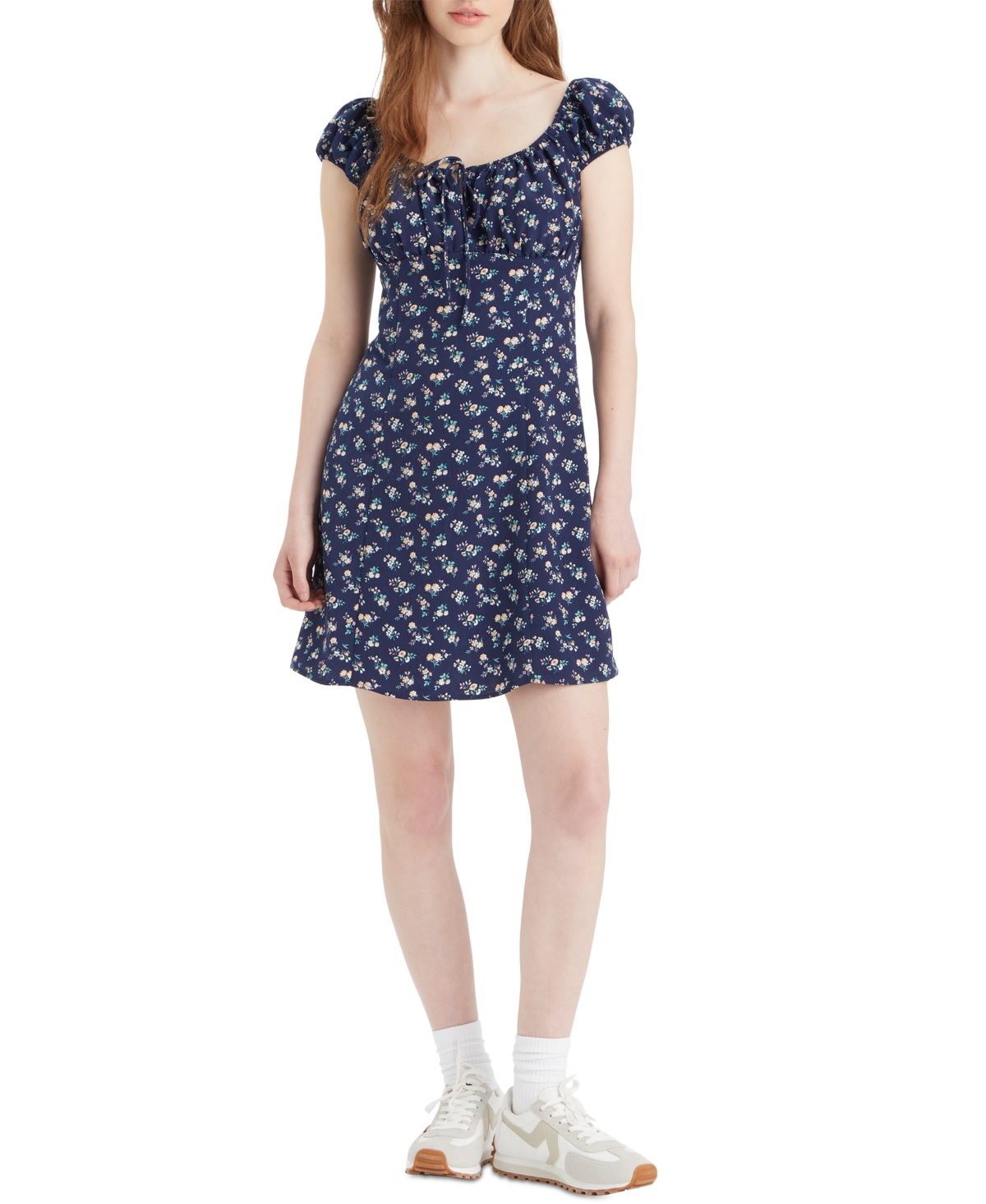 Levi's Women's Clementine Printed Cap-sleeve Dress In Picnic Ditzy Naval Academy