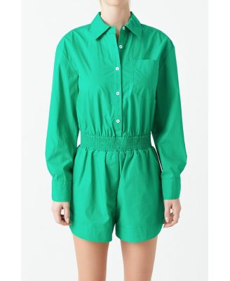 Women's Oversized Shirt Romper