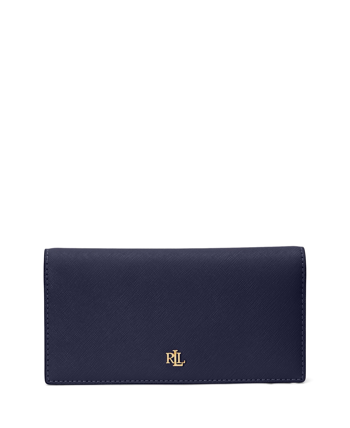 Shop Lauren Ralph Lauren Crosshatch Leather Slim Wallet In Refined Navy