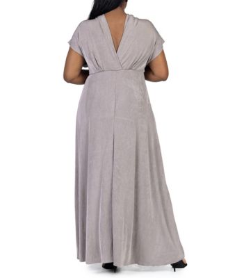 Plus Size Front Slit Empire Waist Maxi Dress