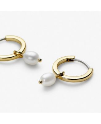Ana Luisa Orecchini A Cerchio Frida Pearl Huggie | Placcati Oro 14K E Rodio | Con Perle D'Acqua Dolce | Design 2 In 1