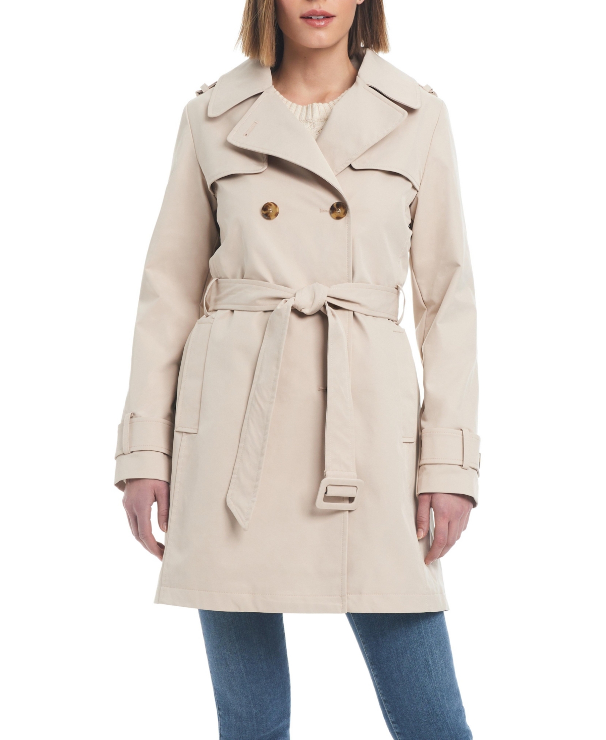 KATE SPADE WOMEN'S PLEATED BACK WATER-RESISTANT TRENCH COAT