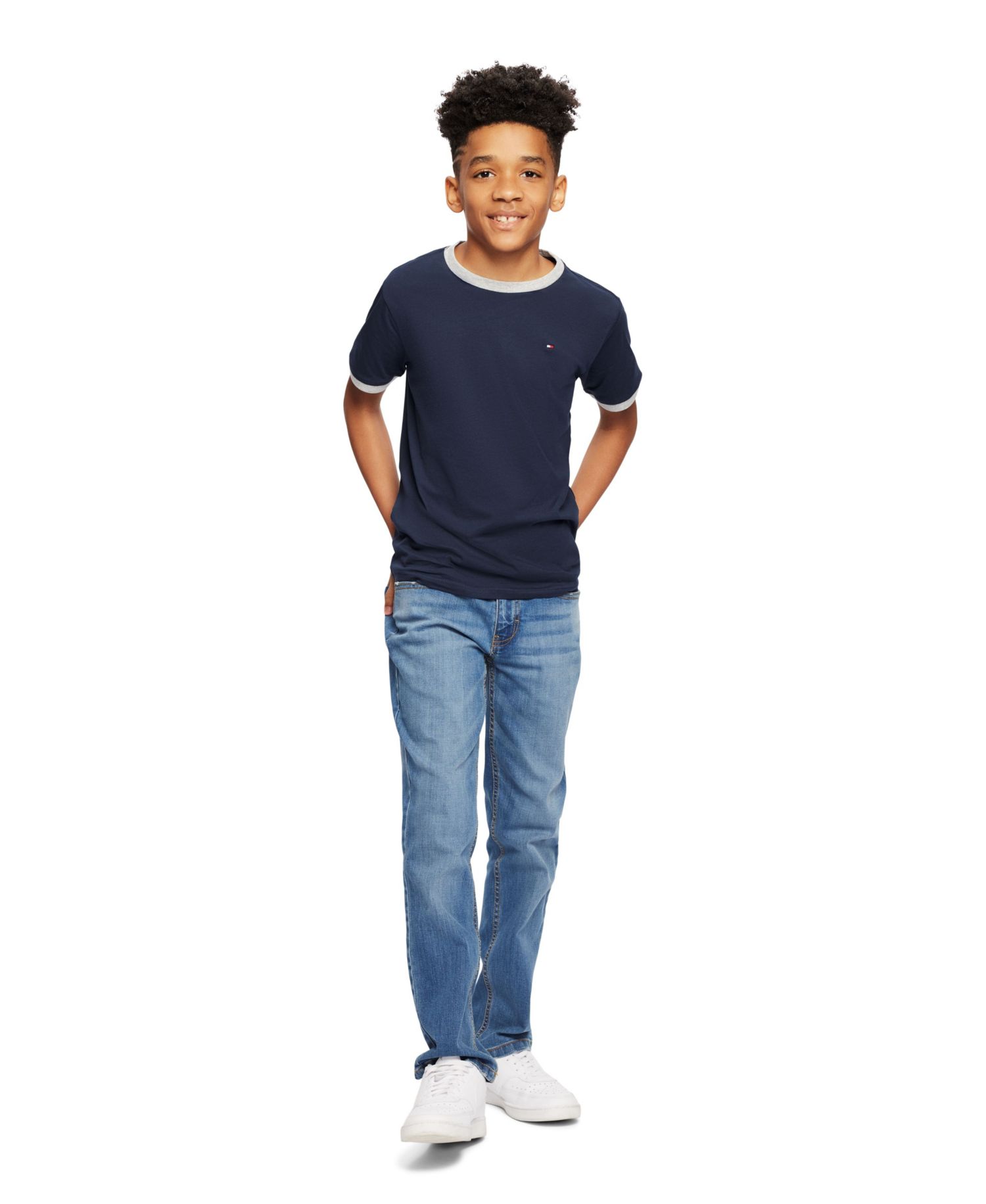 Big Boys Contrast Trim Embroidered Logo Ken Tee