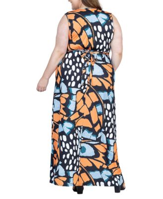 Plus Size Empire Waist Sleeveless Maxi Dress