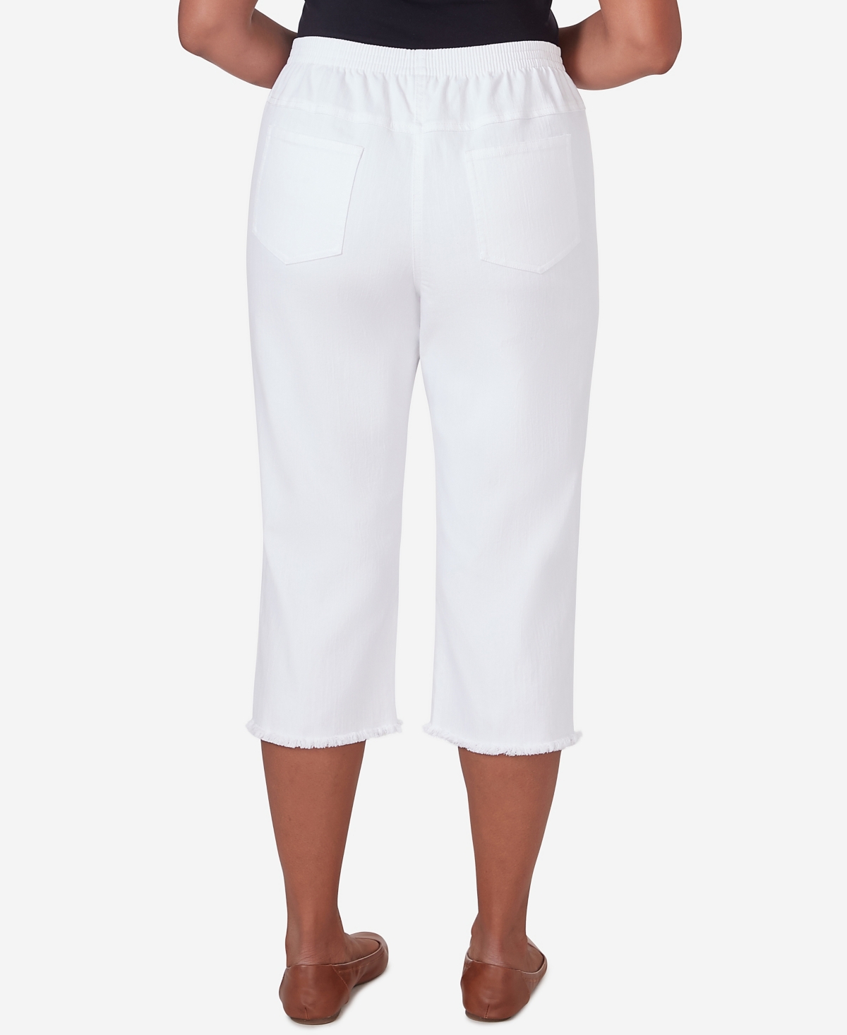 Alfred Dunner Women's Bayou Embroidered Capri Pants Fringe Bottom