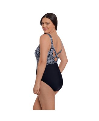 Women's Heated Waters X-Back Tank Long Torso One-Piece Swimsuit