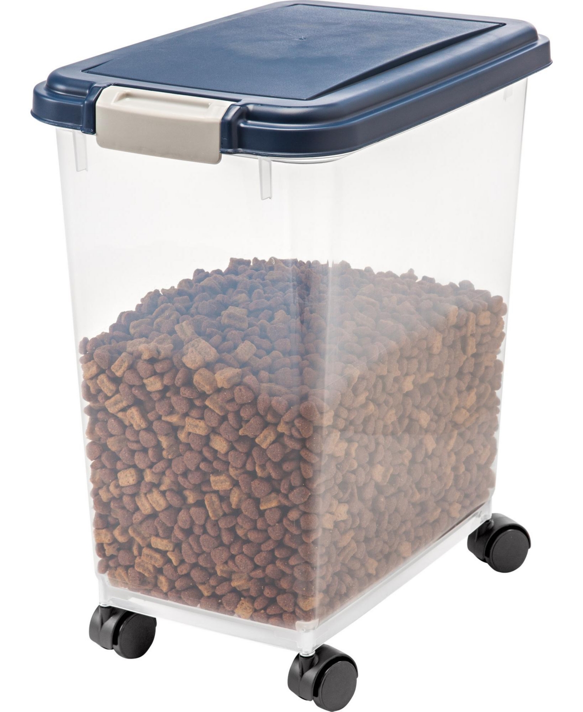30 Lbs / 33 Qt WeatherPro Airtight Pet Food Storage Container with Attachable Casters, For Dog Cat Bird and Other Pet Food Storage Bin, Keep