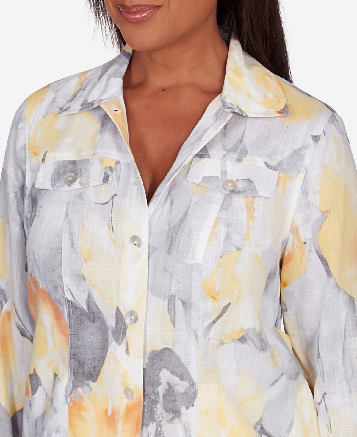 Shop Alfred Dunner Petite Charleston Abstract Watercolor Jacket In Multi
