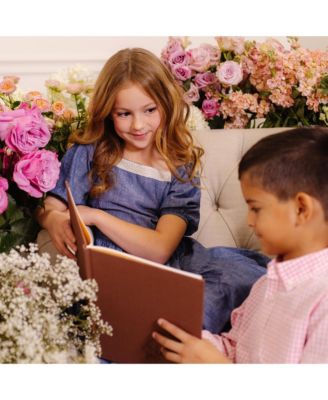 Girls' Short Bubble Sleeve Crochet Trim Chambray Dress, Toddler