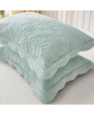100% Cotton Embroidered Quilted Pillow Shams - King