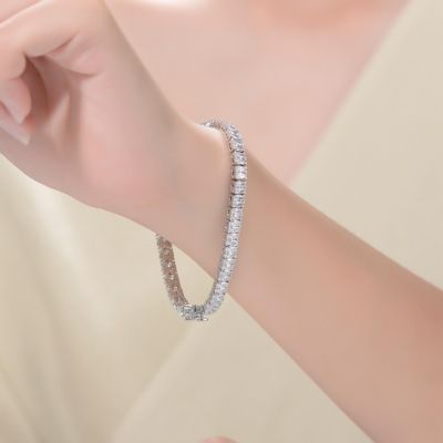 White Gold Plated with Clear Cubic Zirconias Tennis Bracelet